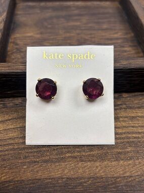 kate spade gold-tone stud earrings with wine gumdrops stones